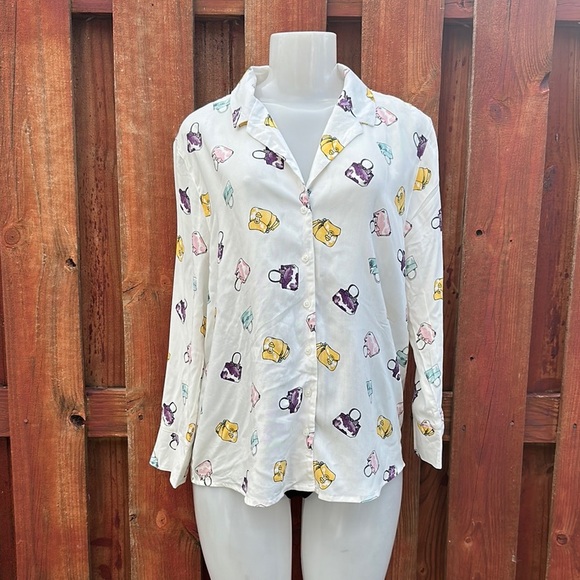 Comp Black Playful Print Button-Down Shirt Size L - Picture 2 of 14